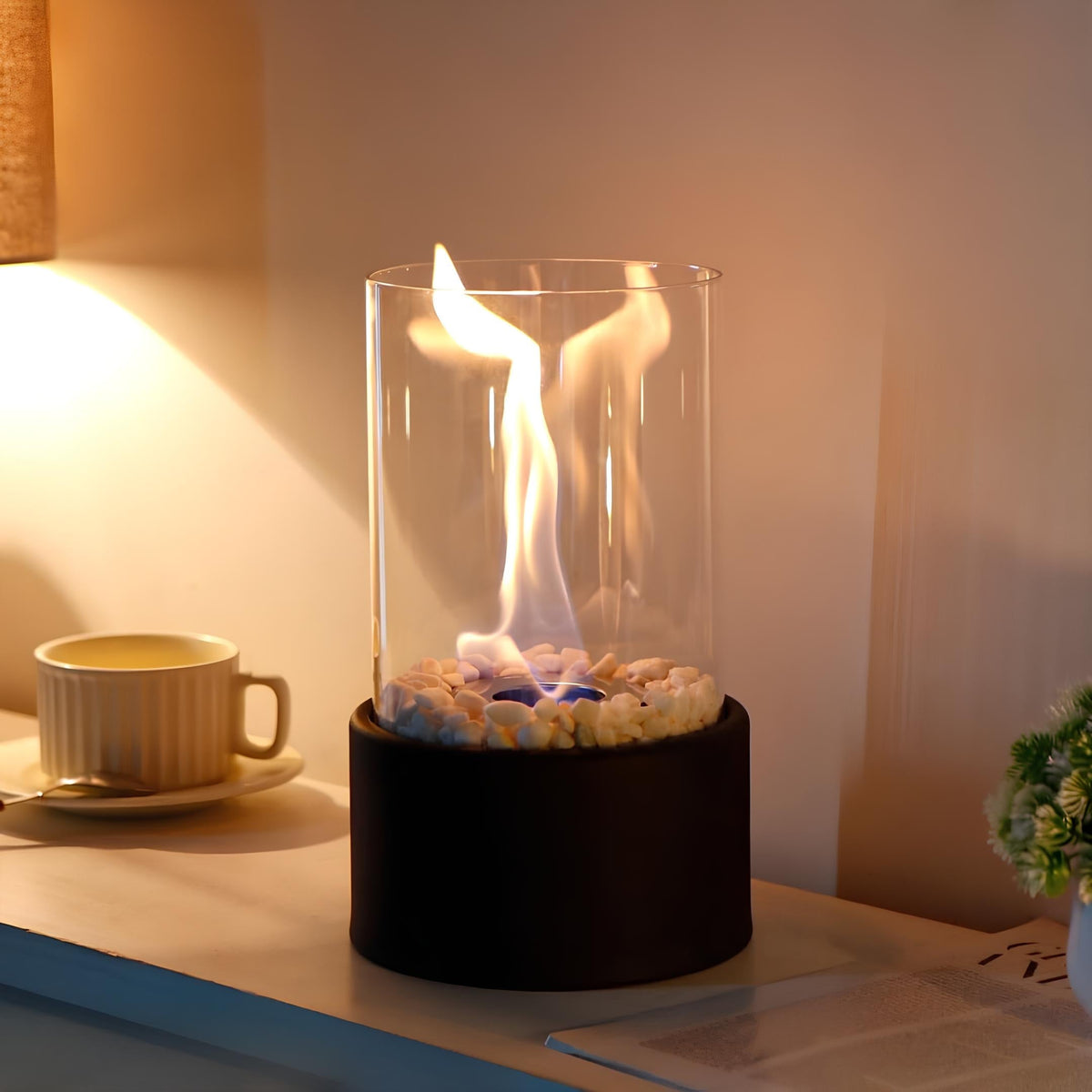 Everlasting Flame Oil Lamp Elegant Glass Cylinder with Classic Glow