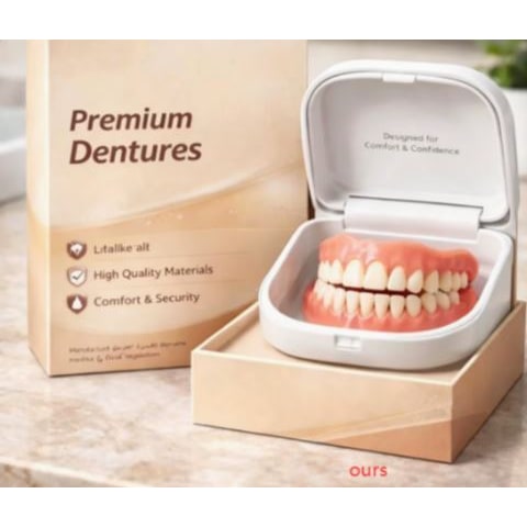 Affordable Removable Dentures with Flexible Cushion Grip Full Arch Set Cleaning