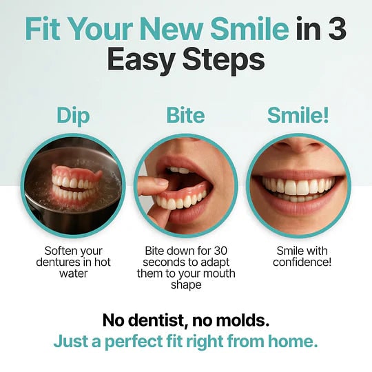Affordable Removable Dentures with Flexible Cushion Grip Full Arch Set Cleaning