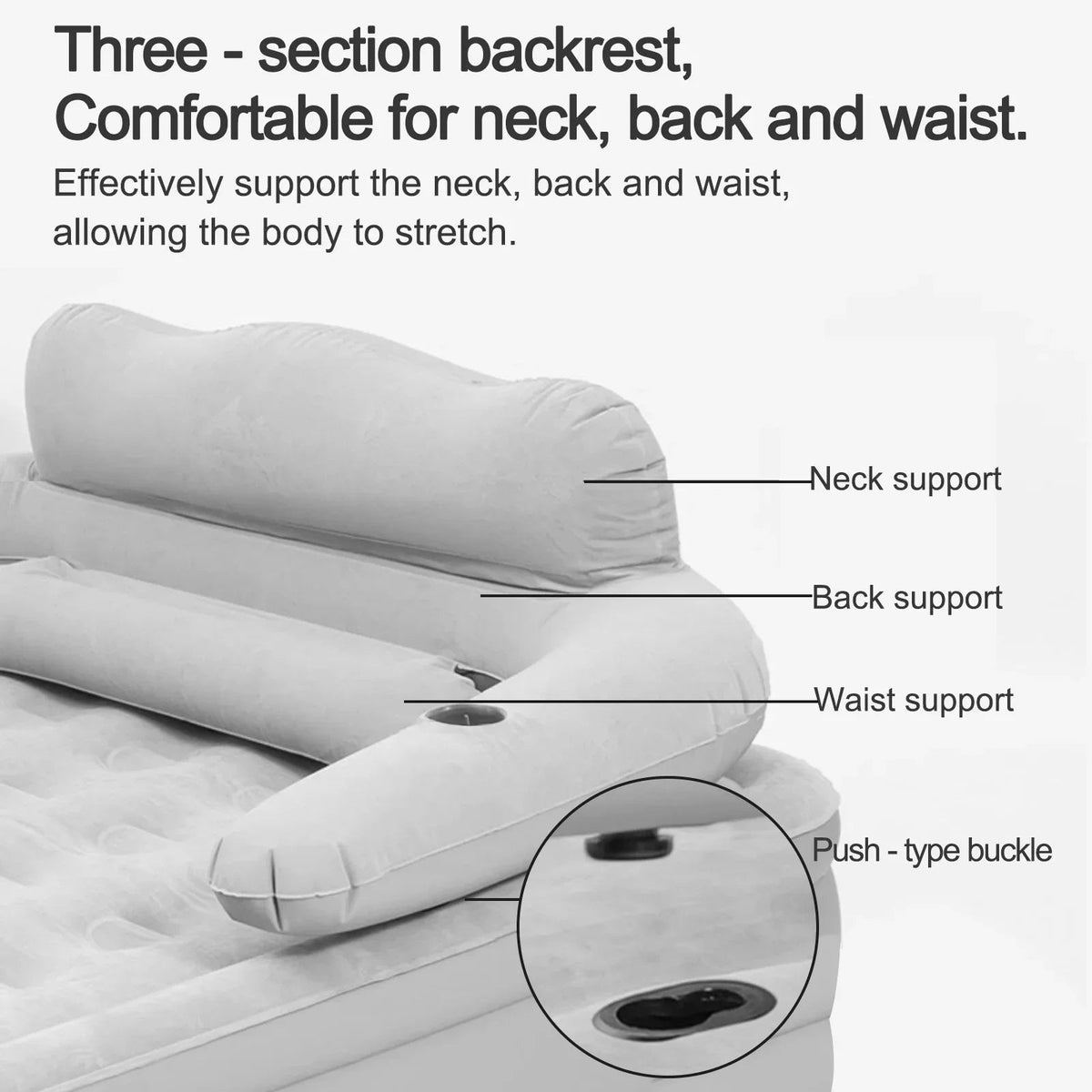Air Mattress Blow Up Bed with Built-In Electric Pump Backrest and Pillows for 2 People