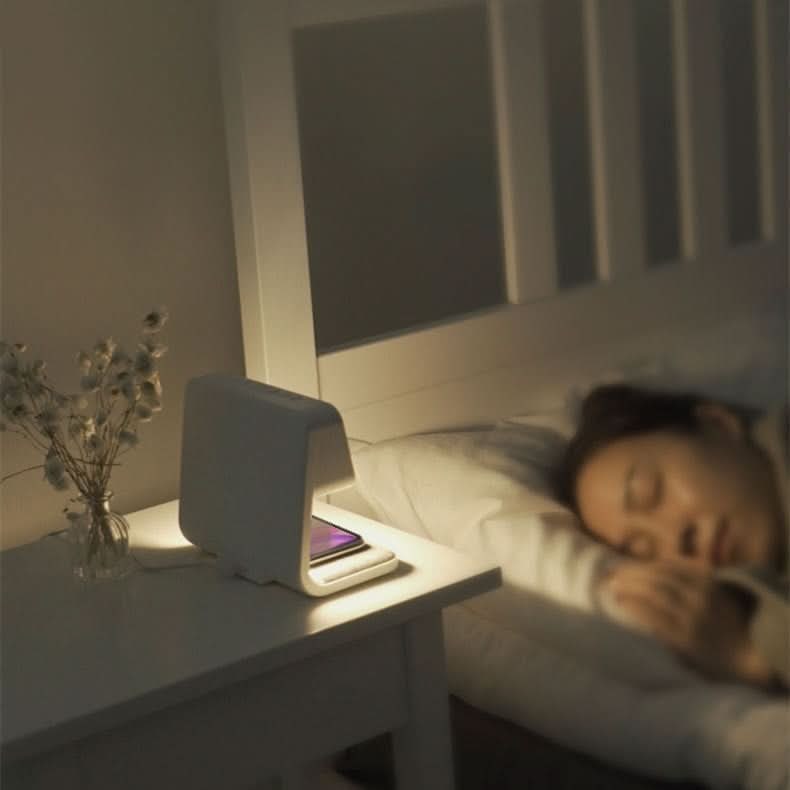Alarm Clock with Qi Wireless Charging Nightstand Station Digital LED Display and Night Light