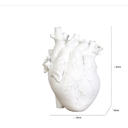 Anatomical Heart Flower Vase with Textured Resin Sculpture and Decorative Bud Design
