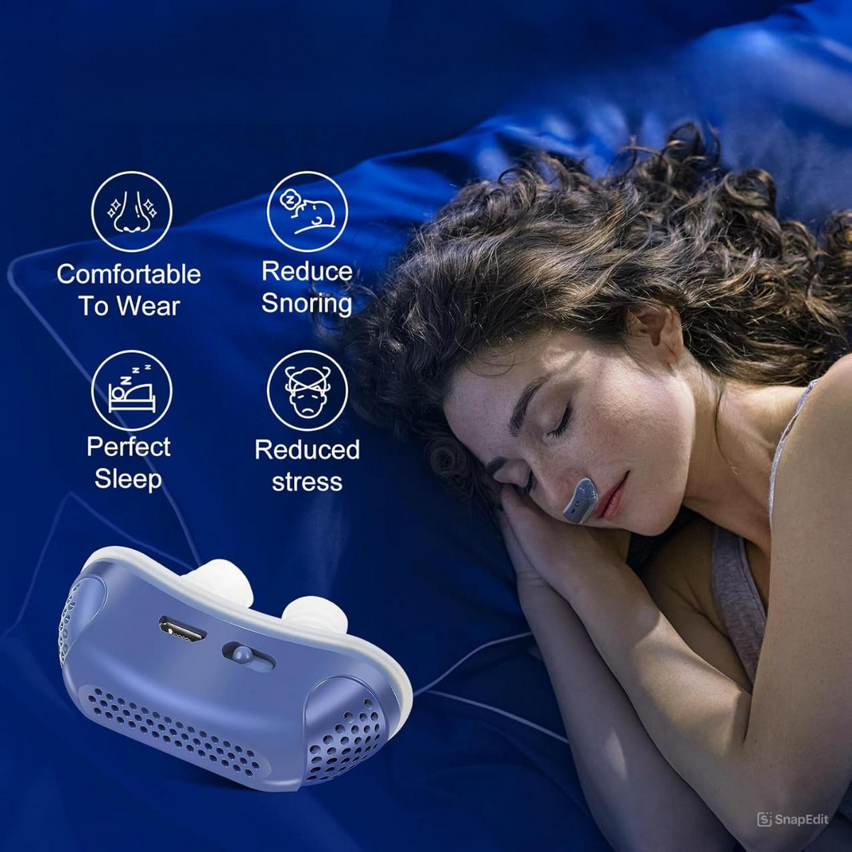 Anti Snoring Device with Nasal Dilator Electric Rechargeable USB Silicone Nose Inserts