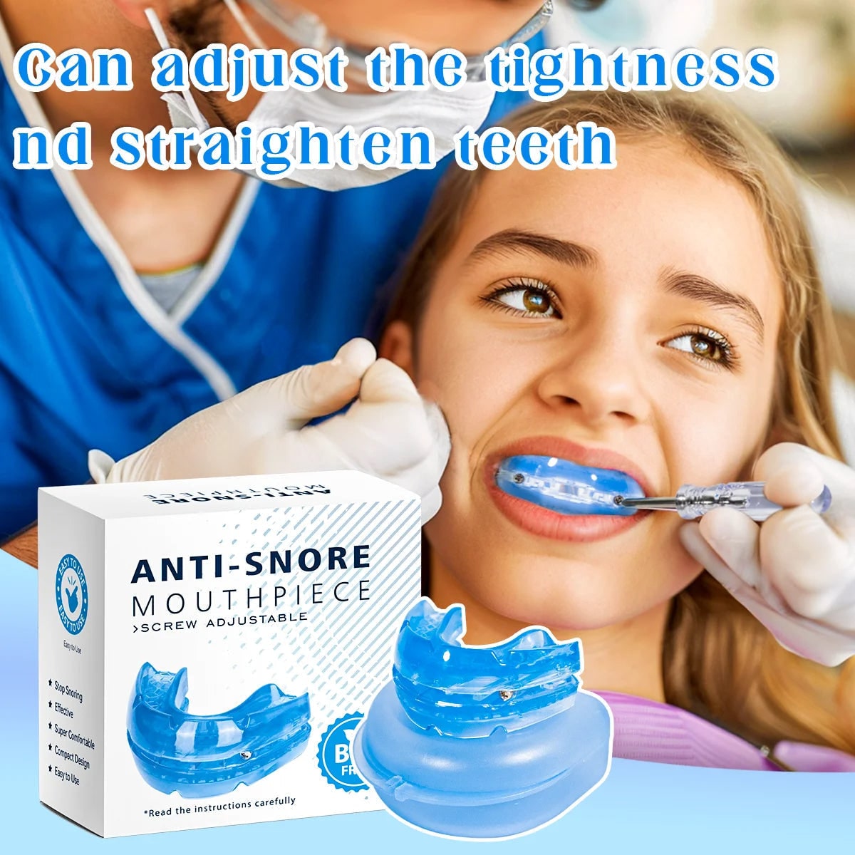 Adjustable Anti Snoring Mouthpiece Mouth Guard with Screwdriver and Storage Case Aid