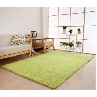 Area Rug with Soft Shaggy Plush Texture and Black and White Solid Color Design 8 By 10