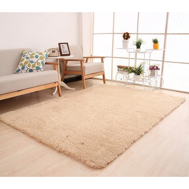 Area Rug with Soft Shaggy Plush Texture and Black and White Solid Color Design 8 By 10