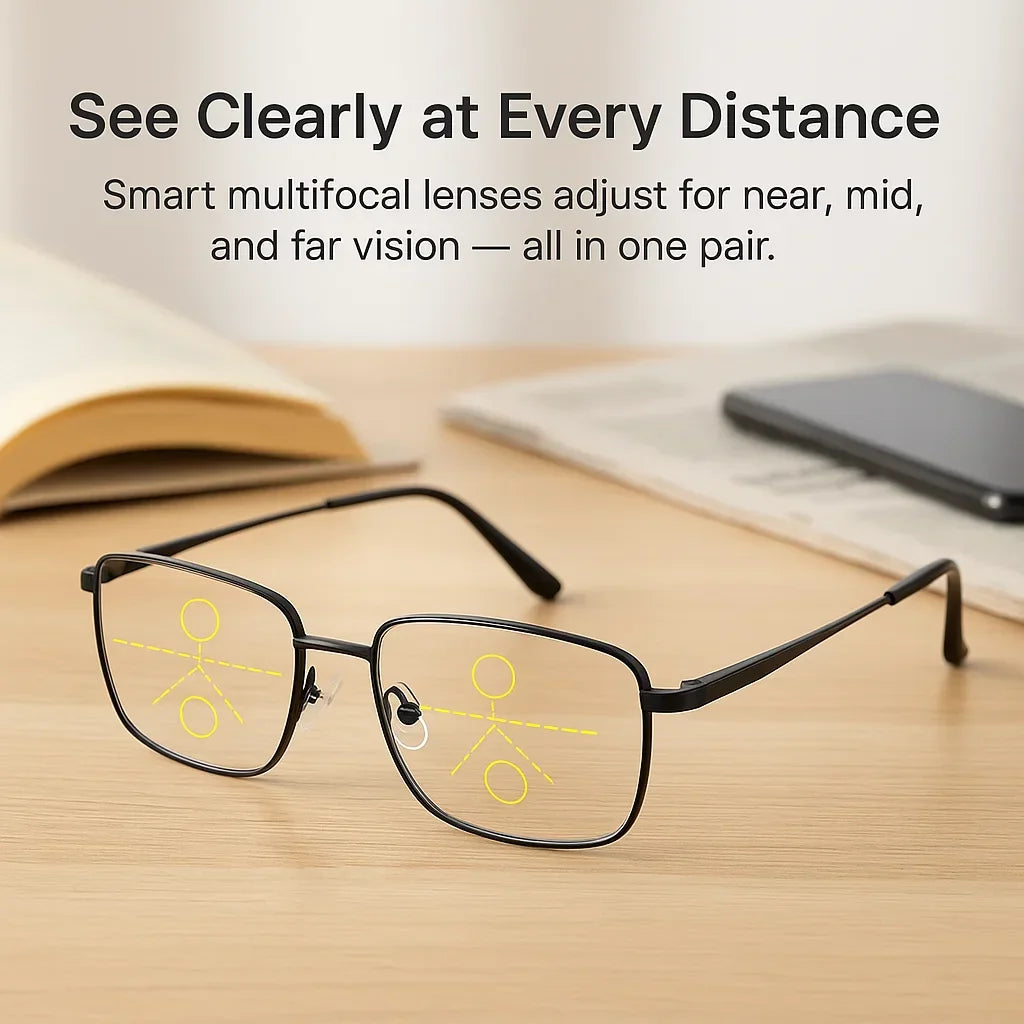 Progressive Reading & Driving Glasses with Anti‑Glare