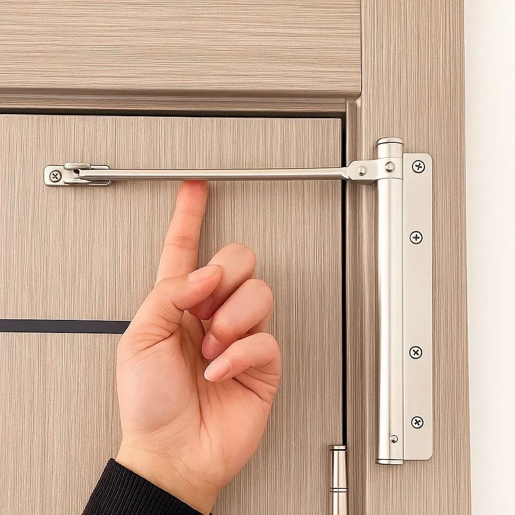 Automatic Door Closer with Adjustable Spring Tension and Quiet Closing Speed