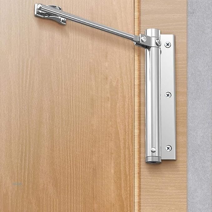 Automatic Door Closer with Adjustable Spring Tension and Quiet Closing Speed