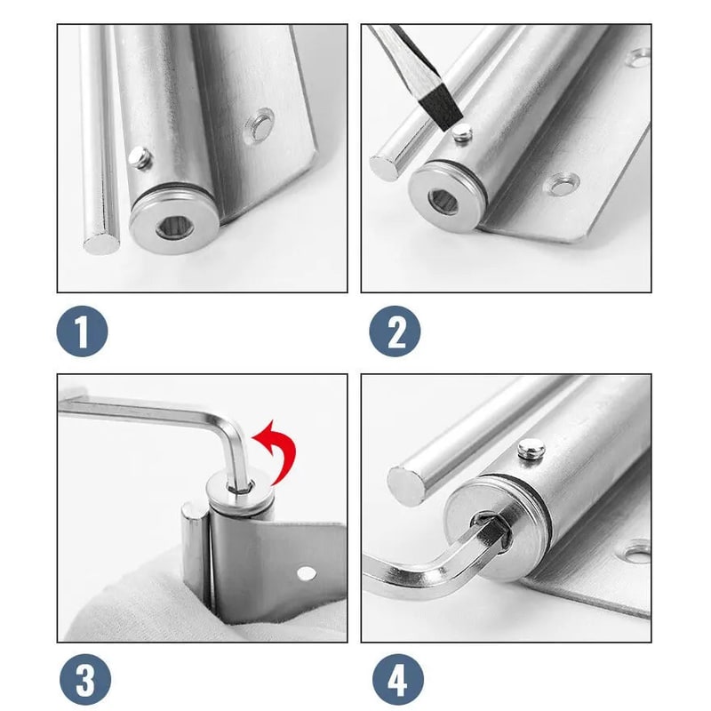 Automatic Door Closer with Adjustable Spring Tension and Quiet Closing Speed