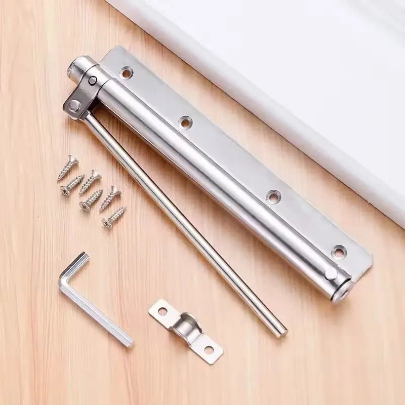 Automatic Door Closer with Adjustable Spring Tension and Quiet Closing Speed