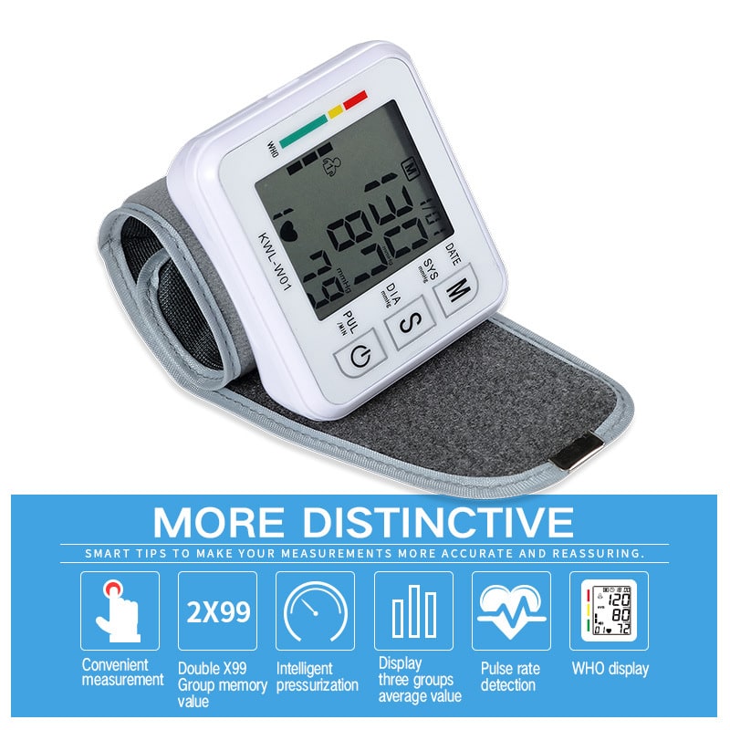 Automatic Home Wristband Blood Pressure Monitor with Portable Lcd Display and Heart Rate Detection