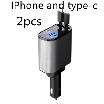 Automatic Retractable Car Charger Smart Battery Management and Dual USB Type-C Cables