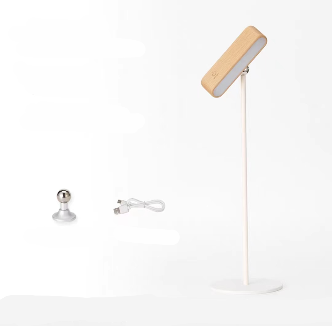 Solid Walnut/Elm Magnetic Wall Lamp with 360° Rotation & Rechargeable Battery