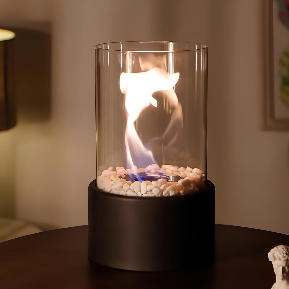 Everlasting Flame Oil Lamp Elegant Glass Cylinder with Classic Glow