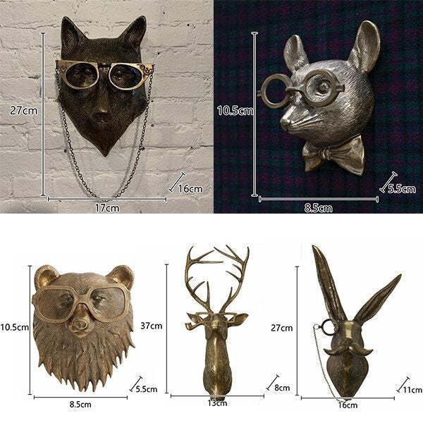 Decorative Deer Head Sculpture Rustic Textured Antler Wall Piece