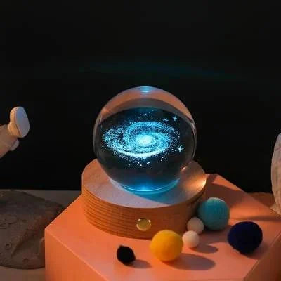 3D Solar System Crystal Ball - Galaxy Glass Globe, Astronomical Decor, Photo Accessories, Unique Birthday Gift