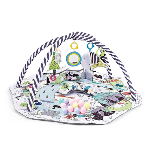 Baby Play Mat and Gym with Overhead Arches Hanging Toys and Activity Center