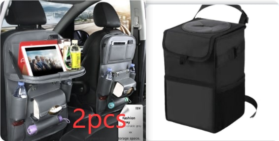 Back Facing Car Seat Organizer with Fold-Down Tray Table and Multiple Storage Pockets