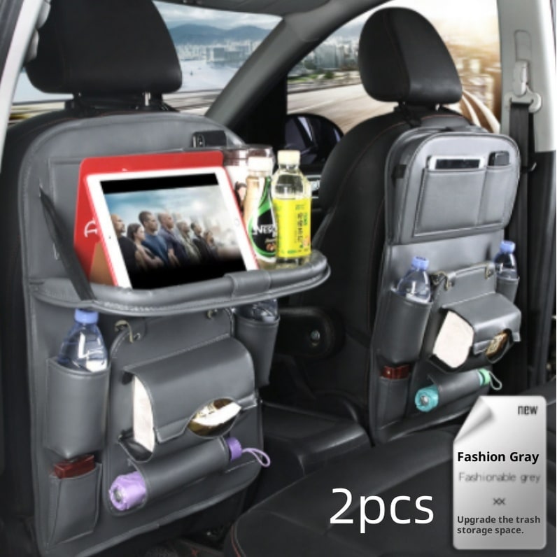 Back Facing Car Seat Organizer with Fold-Down Tray Table and Multiple Storage Pockets