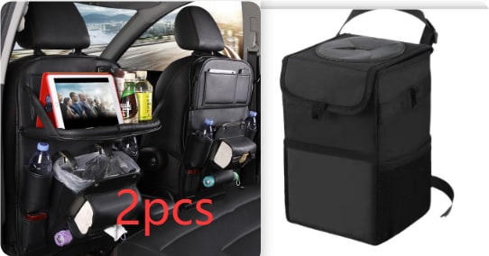 Back Facing Car Seat Organizer with Fold-Down Tray Table and Multiple Storage Pockets