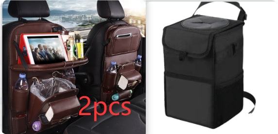Back Facing Car Seat Organizer with Fold-Down Tray Table and Multiple Storage Pockets