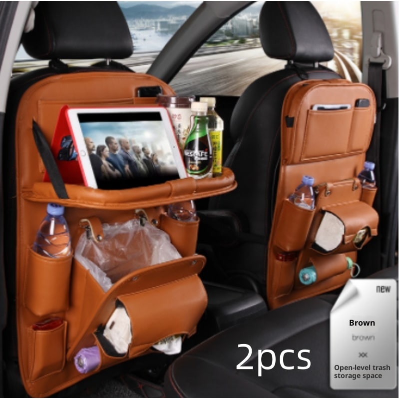 Back Facing Car Seat Organizer with Fold-Down Tray Table and Multiple Storage Pockets