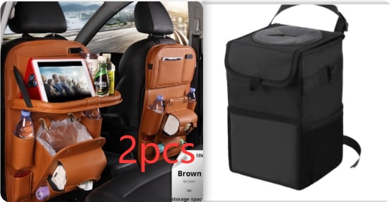 Back Facing Car Seat Organizer with Fold-Down Tray Table and Multiple Storage Pockets