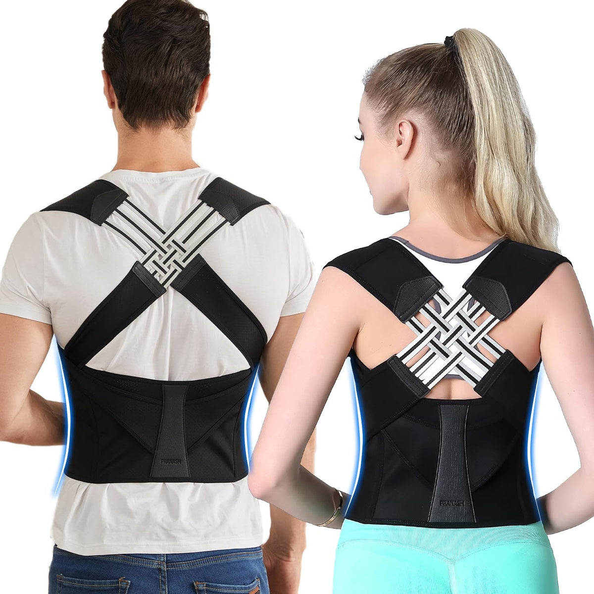 Back Posture Corrector Brace with Lower Support Belt and Adjustable Straps