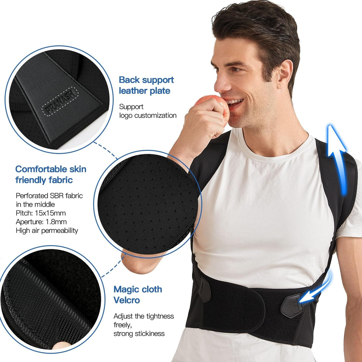 Back Posture Corrector Brace with Lower Support Belt and Adjustable Straps