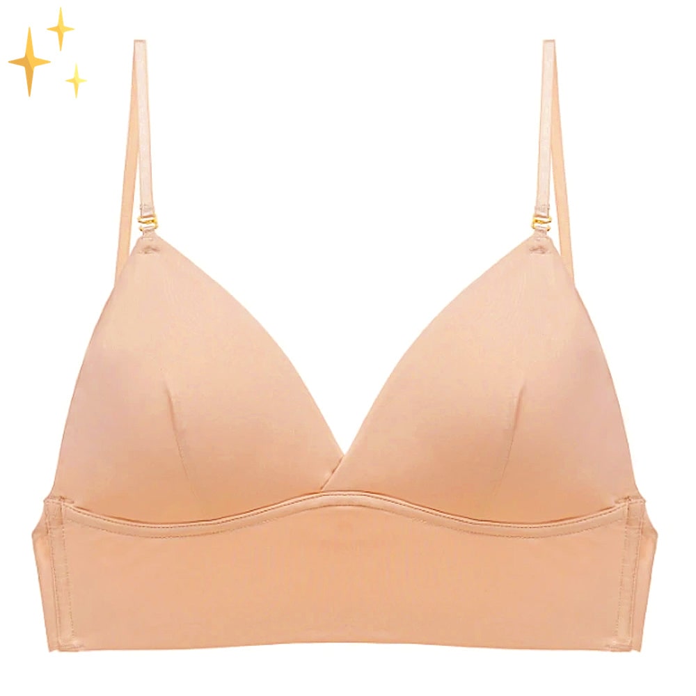 Backless Bra Low Back Seamless Wireless Adjustable Straps Triangle Cups Deep