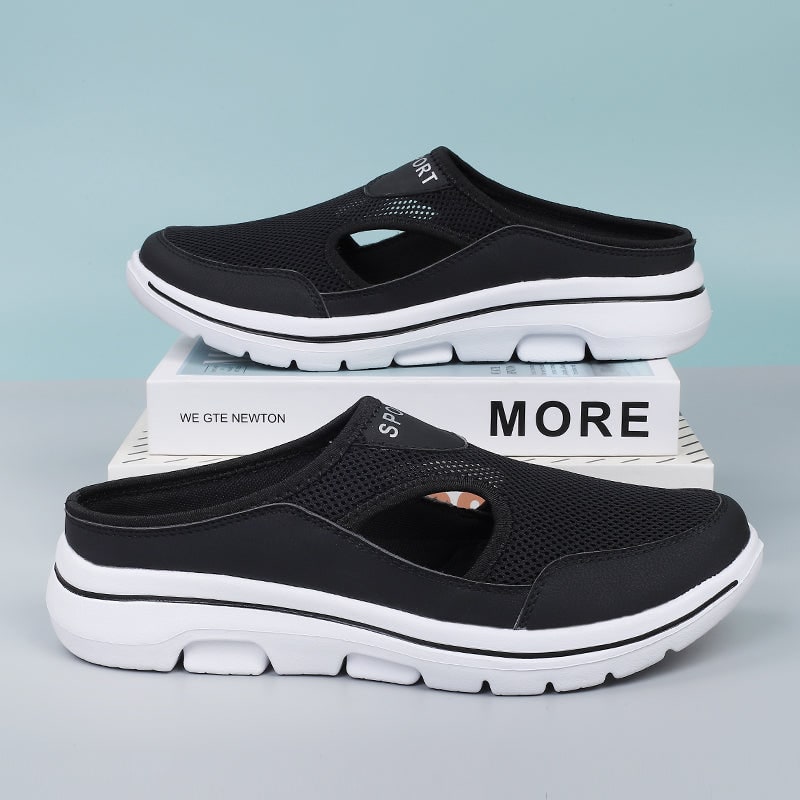 Backless Slip-On Sneakers with Breathable Mesh and Cushioned Insole Slip On Shoes