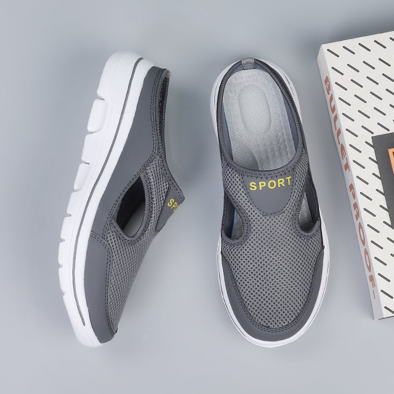 Backless Slip-On Sneakers with Breathable Mesh and Cushioned Insole Slip On Shoes