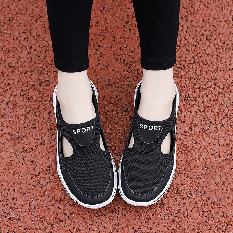 Backless Slip-On Sneakers with Breathable Mesh and Cushioned Insole Slip On Shoes