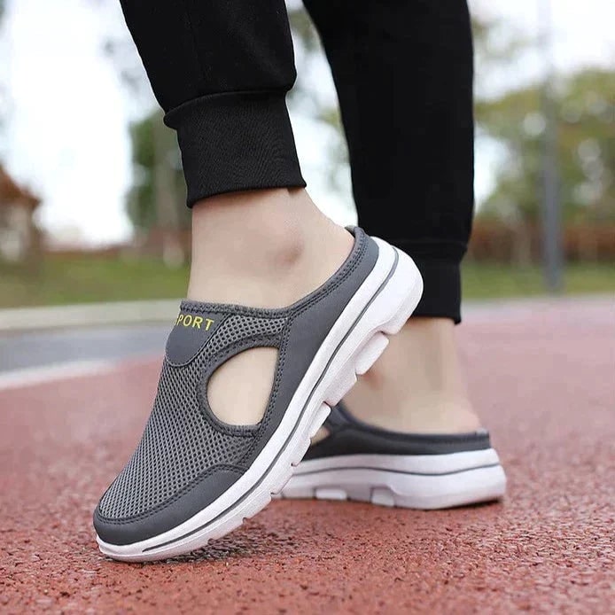 Backless Slip-On Sneakers with Breathable Mesh and Cushioned Insole Slip On Shoes