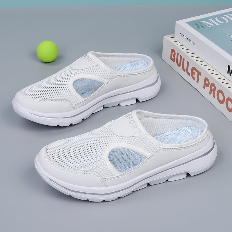 Backless Slip-On Sneakers with Breathable Mesh and Cushioned Insole Slip On Shoes