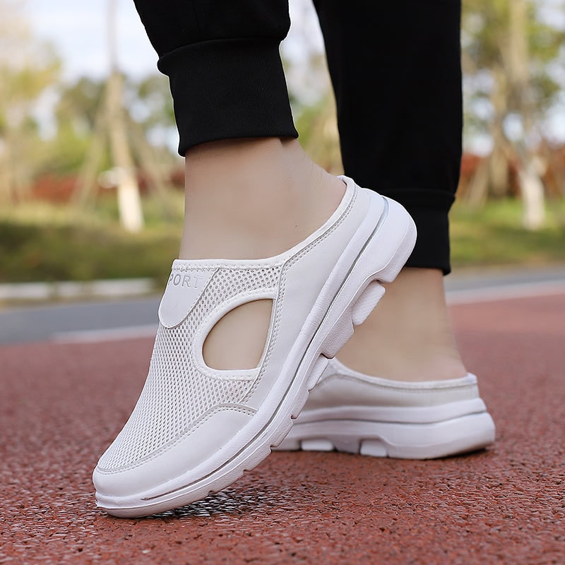 Backless Slip-On Sneakers with Breathable Mesh and Cushioned Insole Slip On Shoes