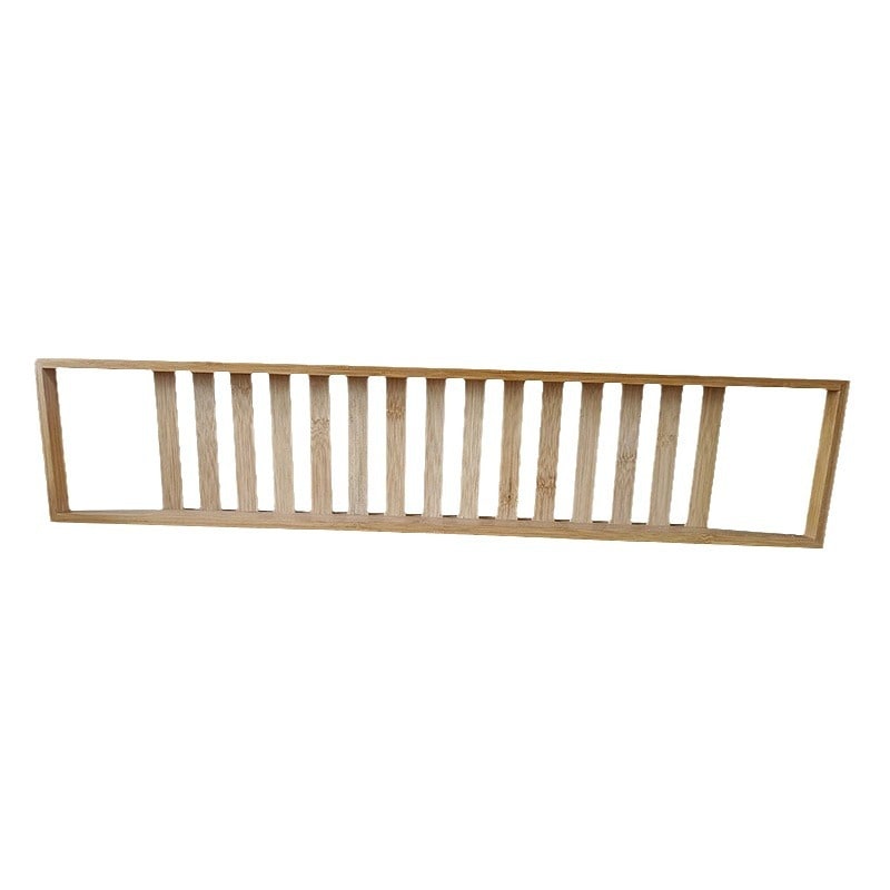 Bamboo Bath Caddy Tray for Bathtub with Slatted Design and Water-Draining Handles