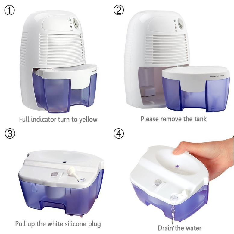 Basement Crawl Space Dehumidifier with Drain Hose and Removable Water Tank Whole Home