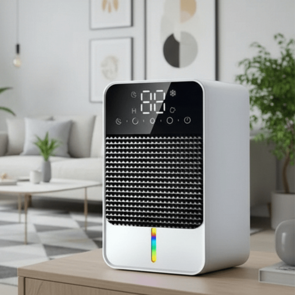 Basement Crawl Space Mini Dehumidifier for Bedroom with LED Touch Panel 1500ml Tank and Drain Hose