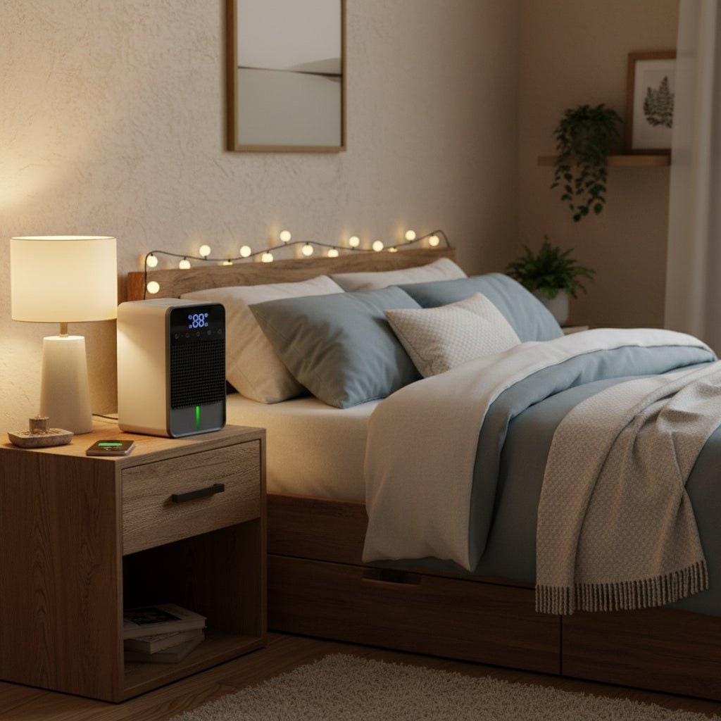 Basement Crawl Space Mini Dehumidifier for Bedroom with LED Touch Panel 1500ml Tank and Drain Hose