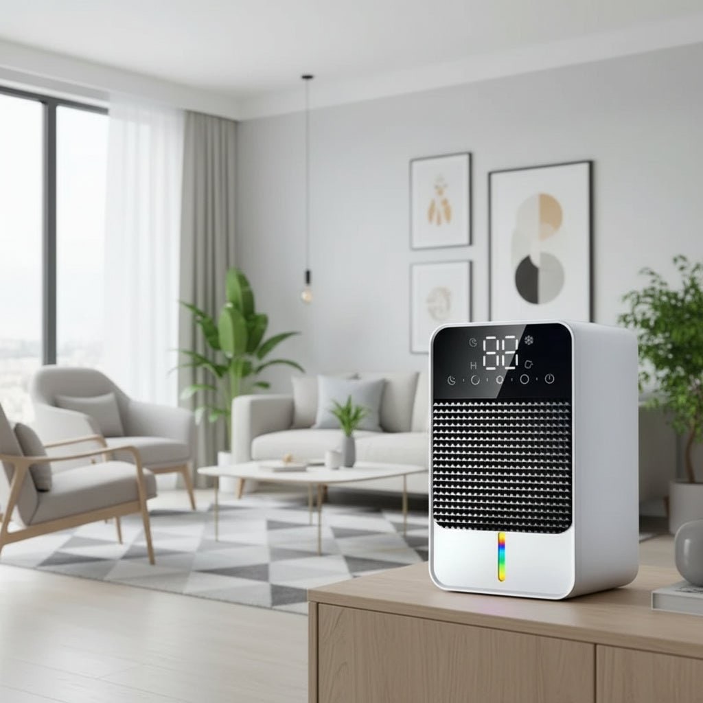 Basement Crawl Space Mini Dehumidifier for Bedroom with LED Touch Panel 1500ml Tank and Drain Hose