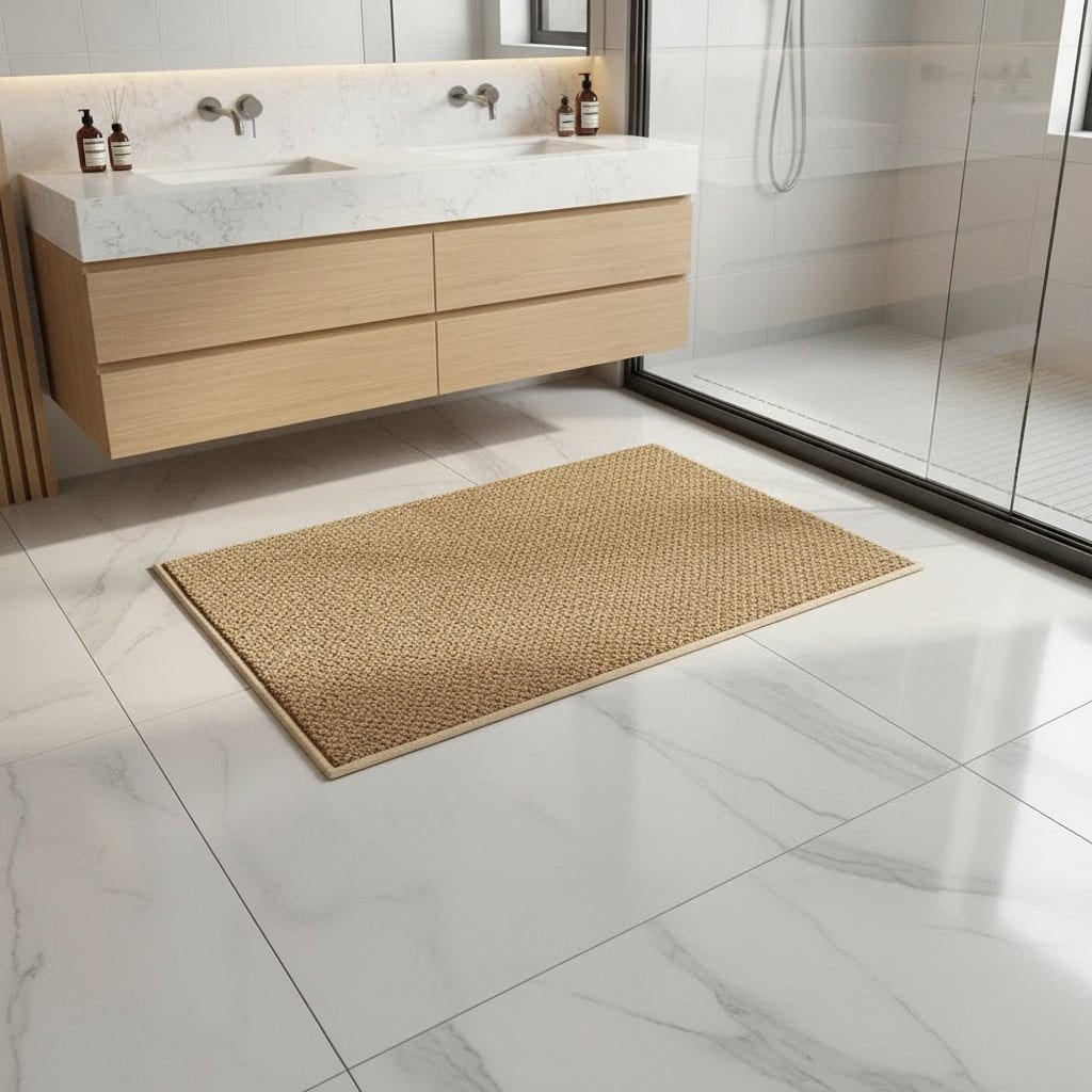 Bath Mat Floor Indoor Door Absorbent Textured Loop Pile Quick Dry Bathroom