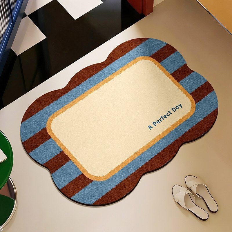 Bath Mats for Bathroom Non Slip Cotton with Quick Dry Plush Tufted Scalloped Edge Sets