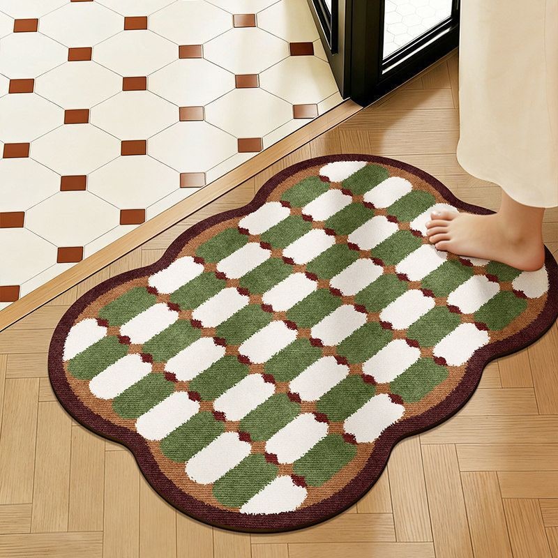 Bath Mats for Bathroom Non Slip Cotton with Quick Dry Plush Tufted Scalloped Edge Sets