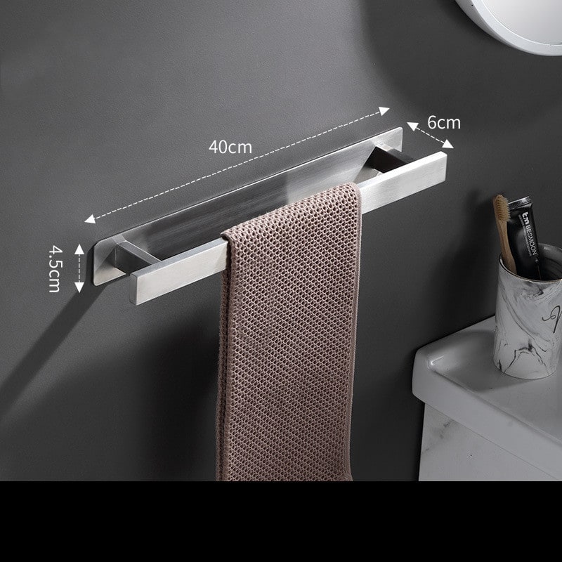 Bathroom Towel Bar Wall Mounted Stainless Steel with Adhesive Backplate 40cm 18 Inch