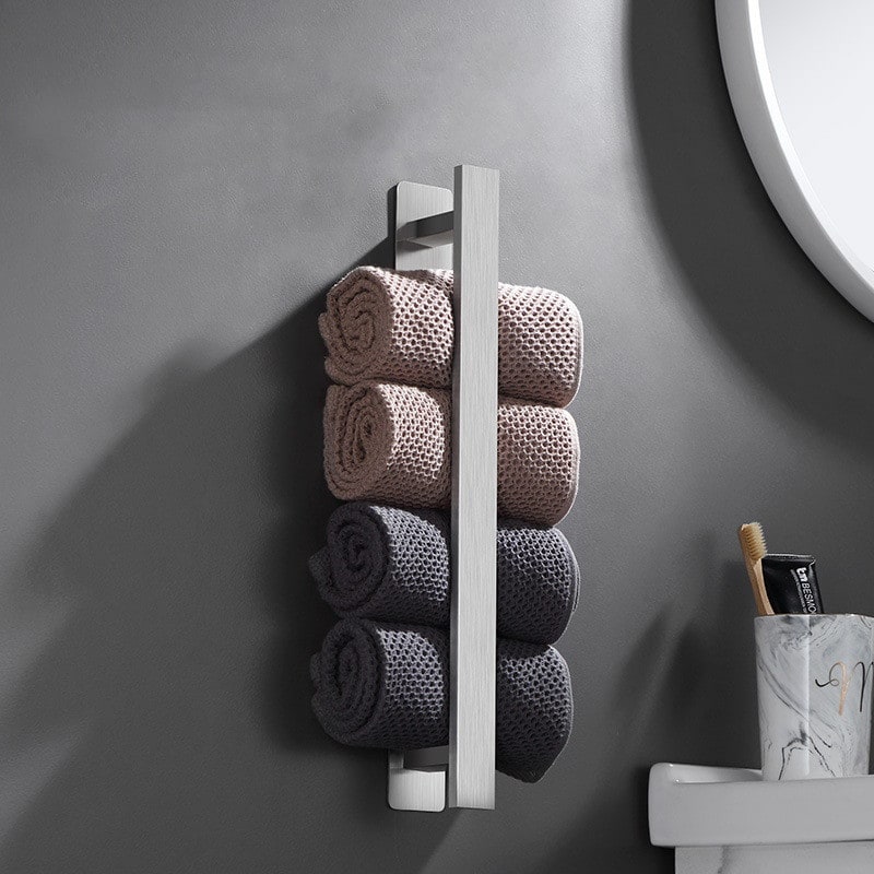 Bathroom Towel Bar Wall Mounted Stainless Steel with Adhesive Backplate 40cm 18 Inch