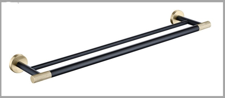 Bathroom Towel Rack Bar Hanger with Stainless Steel Wall Mounted Design and Brushed Gold Accents
