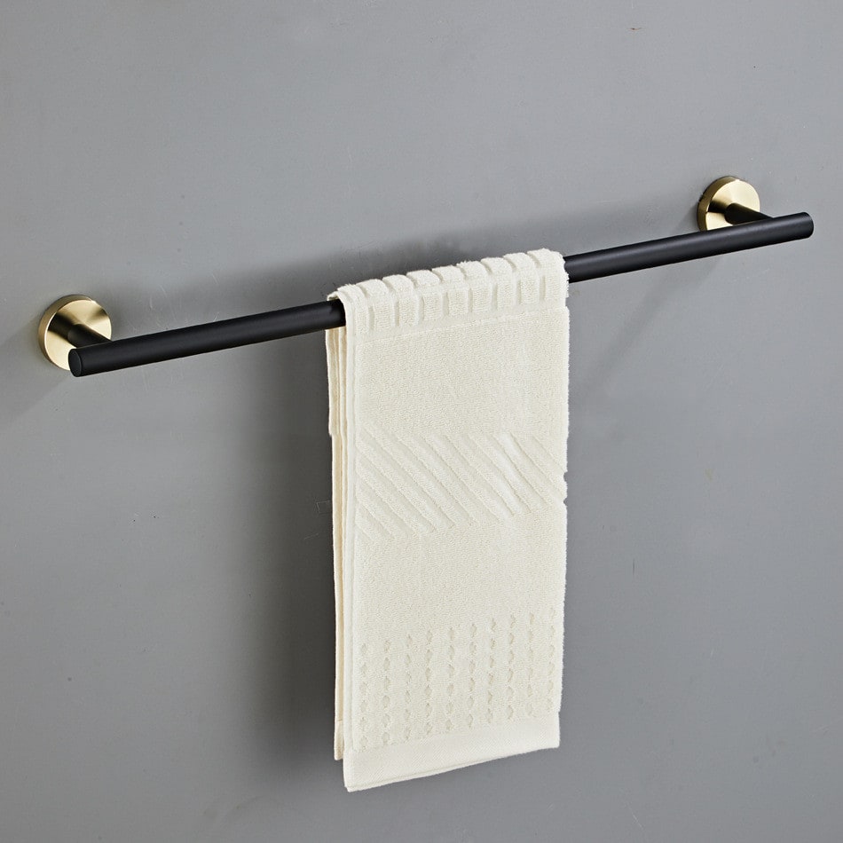 Bathroom Towel Rack Bar Hanger with Stainless Steel Wall Mounted Design and Brushed Gold Accents