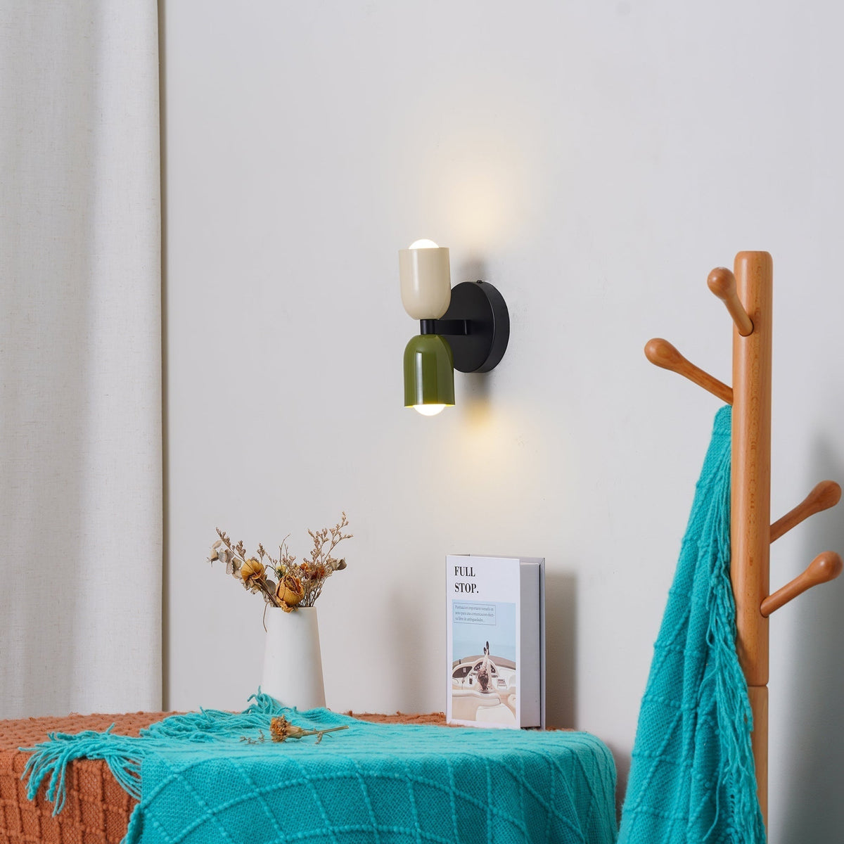 Battery Powered Wall Sconce Lighting with Adjustable Double Heads and Vintage Design